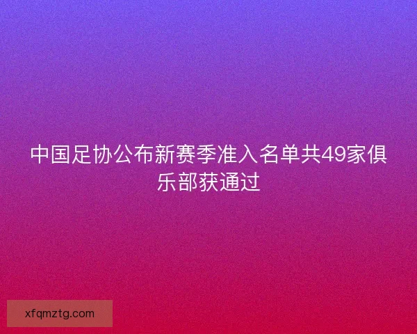 中国足协公布新赛季准入名单共49家俱乐部获通过