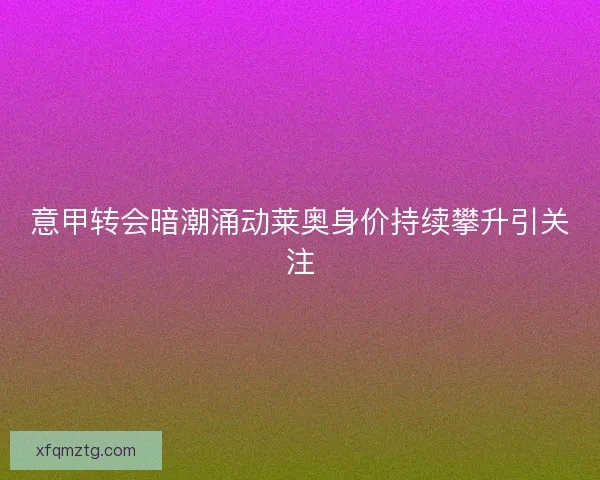 意甲转会暗潮涌动莱奥身价持续攀升引关注