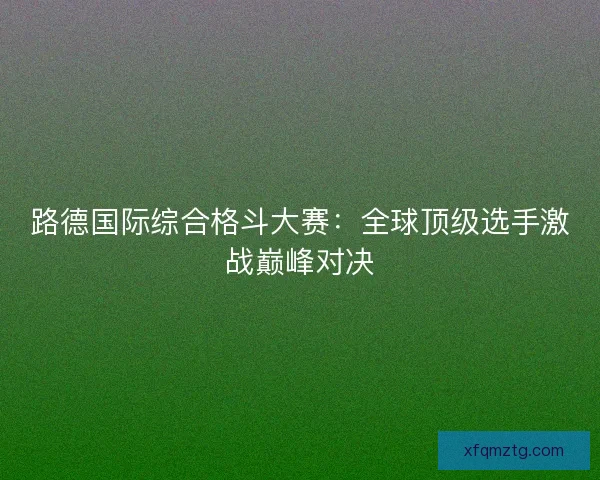路德国际综合格斗大赛：全球顶级选手激战巅峰对决